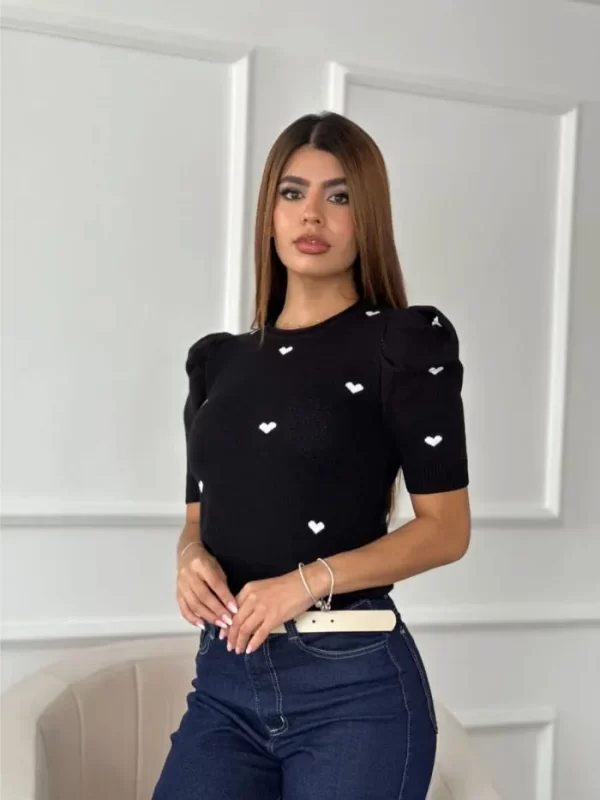 Saco negro de corazones